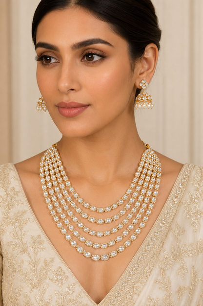 Ruhani Gold Finish Kundan Long Set