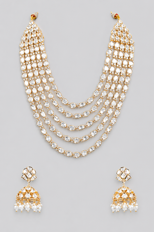 Ruhani Gold Finish Kundan Long Set