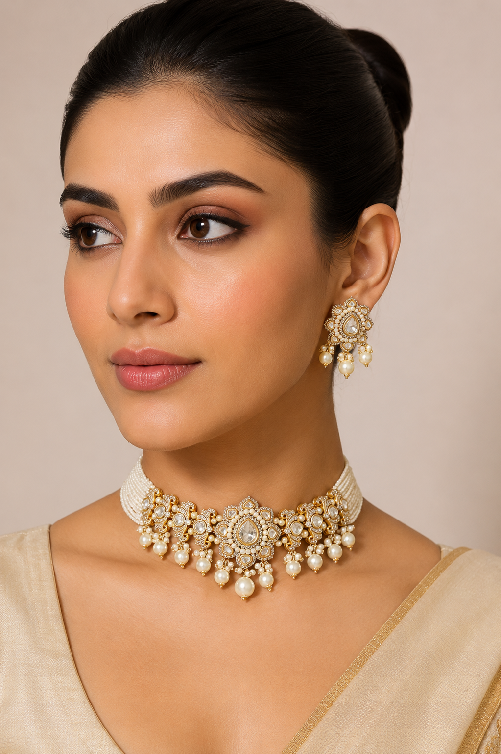 Sharvani Pearl Kundan Choker