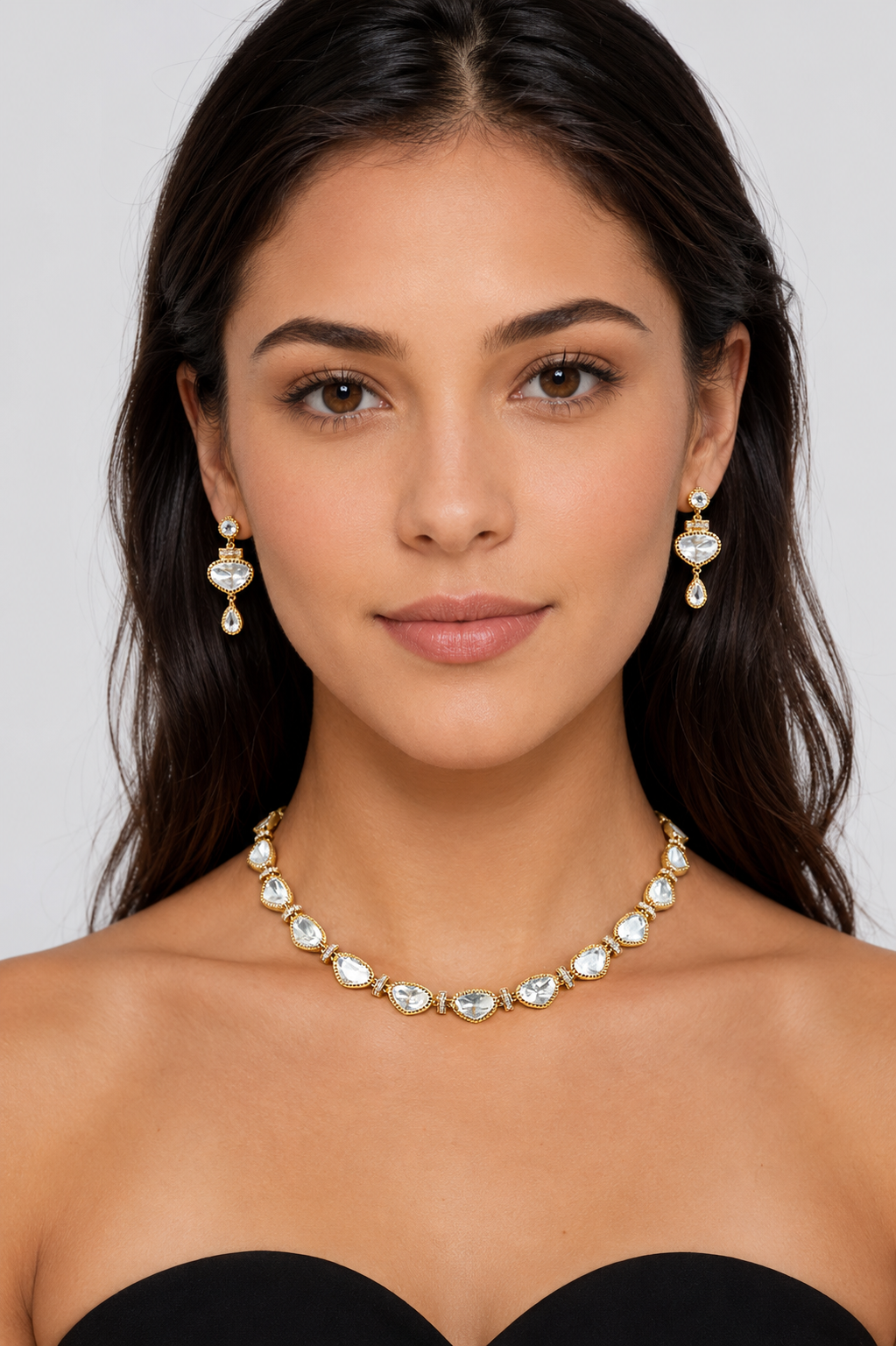 Devanshi Gold Finish Kundan Necklace Set