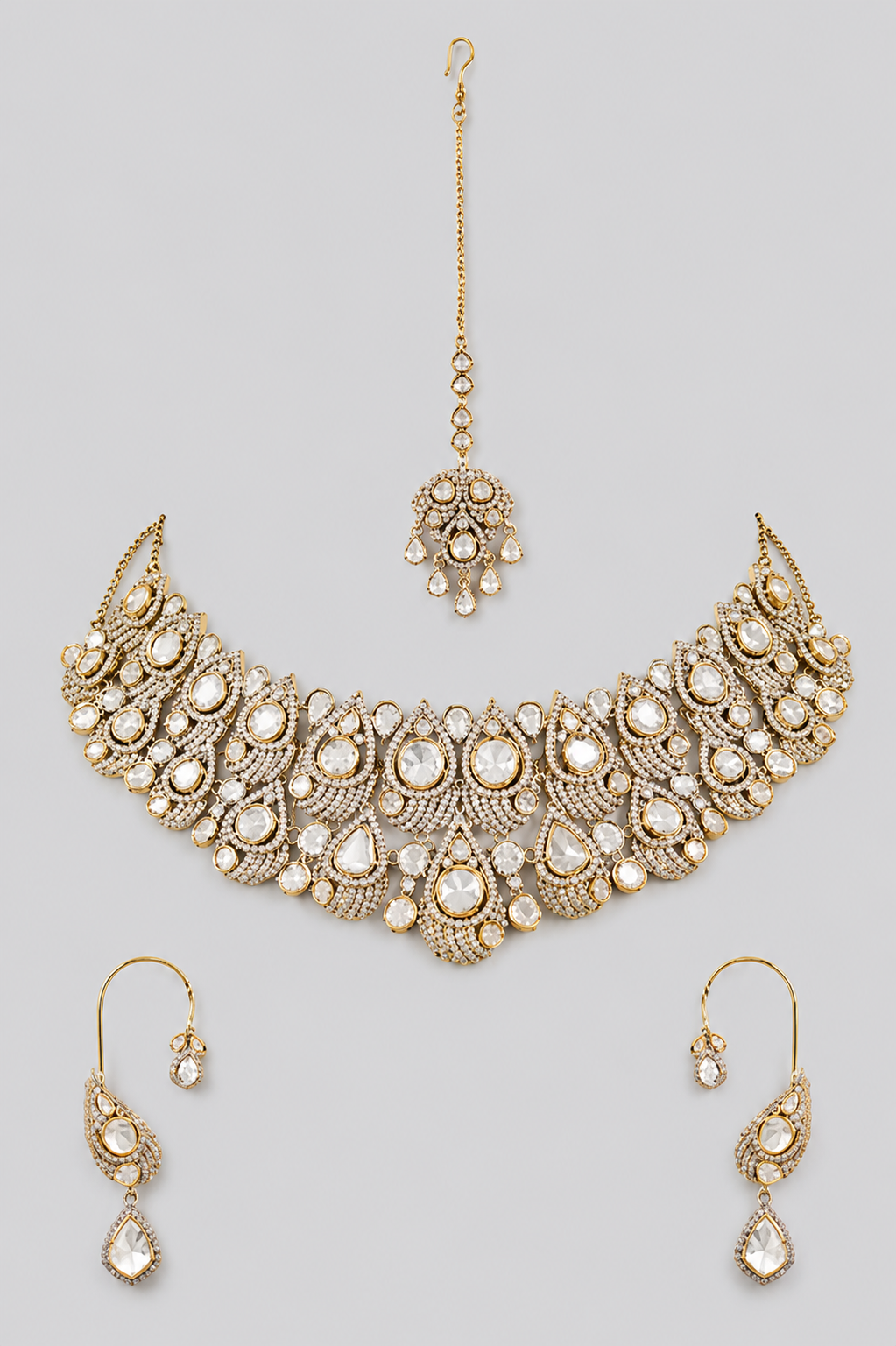 Tamara Two Tone Finish Polki Necklace Set