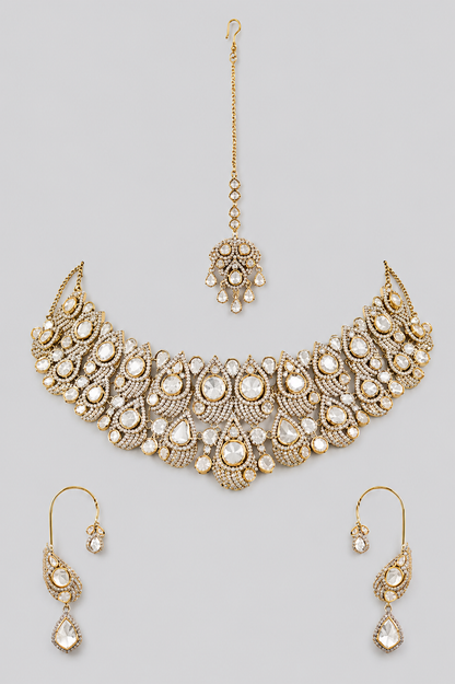 Tamara Two Tone Finish Polki Necklace Set