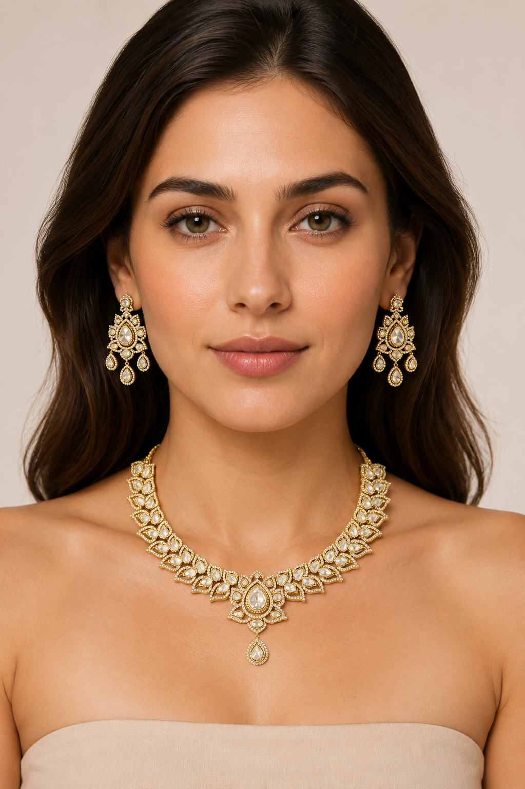 Mohiniya Two Tone Polki Necklace Set
