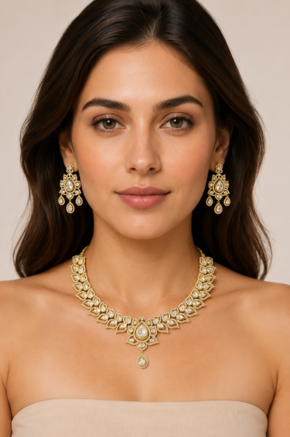 Mohiniya Two Tone Polki Necklace Set