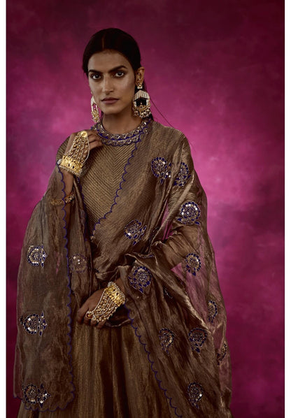 Copper Shimmer Mughal Boota Set