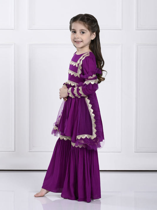 Amaira  Suit Set- A Dark Purple Suit for Girls