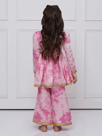 Pink Tye and Dye Cotton Suit for Girls