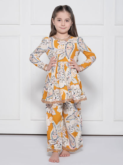 Yellow Paisley - A Yellow Rayon Suit for Girls