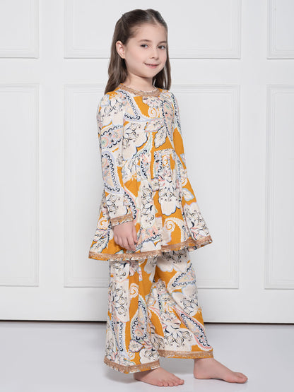 Yellow Paisley - A Yellow Rayon Suit for Girls