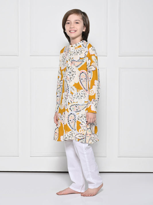 Yellow paisley - A Yellow Kurta set for boys