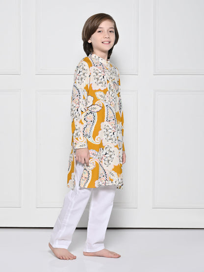 Yellow paisley - A Yellow Kurta set for boys