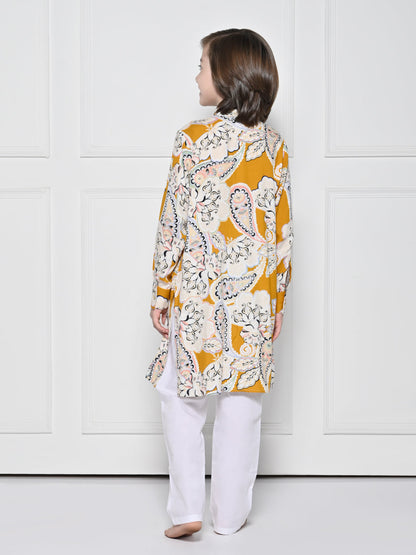 Yellow paisley - A Yellow Kurta set for boys