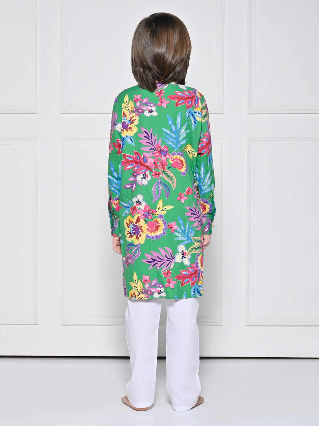 Green floral - A Green Floral kurta set for boys