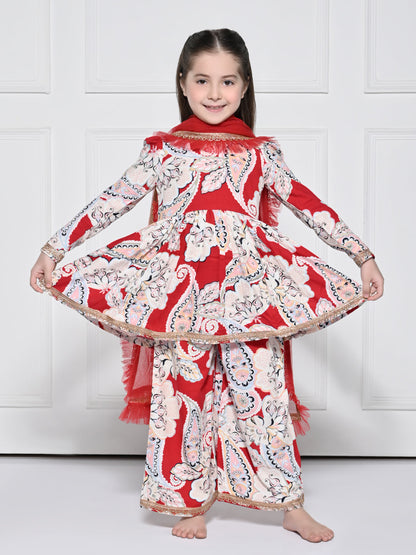 Red Paisley - A Red Rayon Suit for Girls