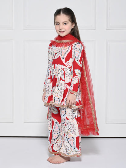 Red Paisley - A Red Rayon Suit for Girls