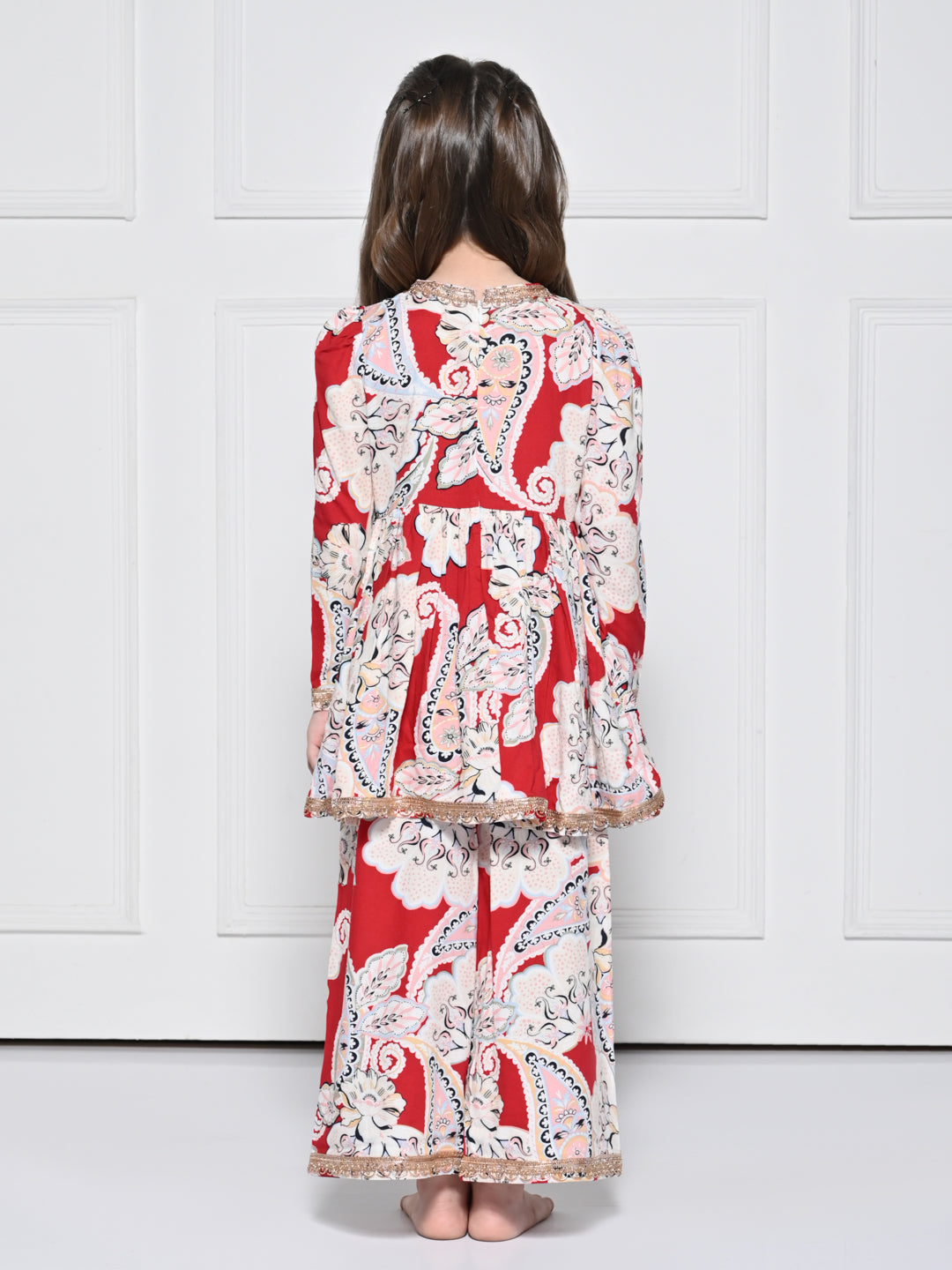 Red Paisley - A Red Rayon Suit for Girls