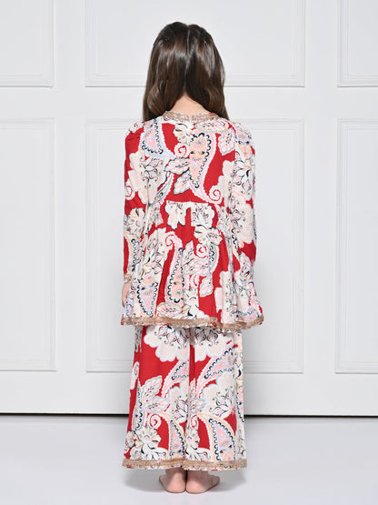 Red Paisley - A Red Rayon Suit for Girls