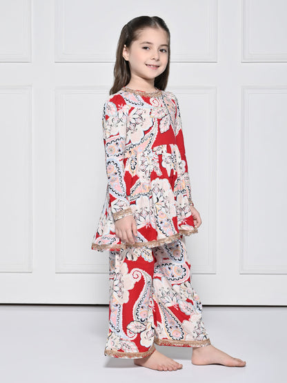 Red Paisley - A Red Rayon Suit for Girls