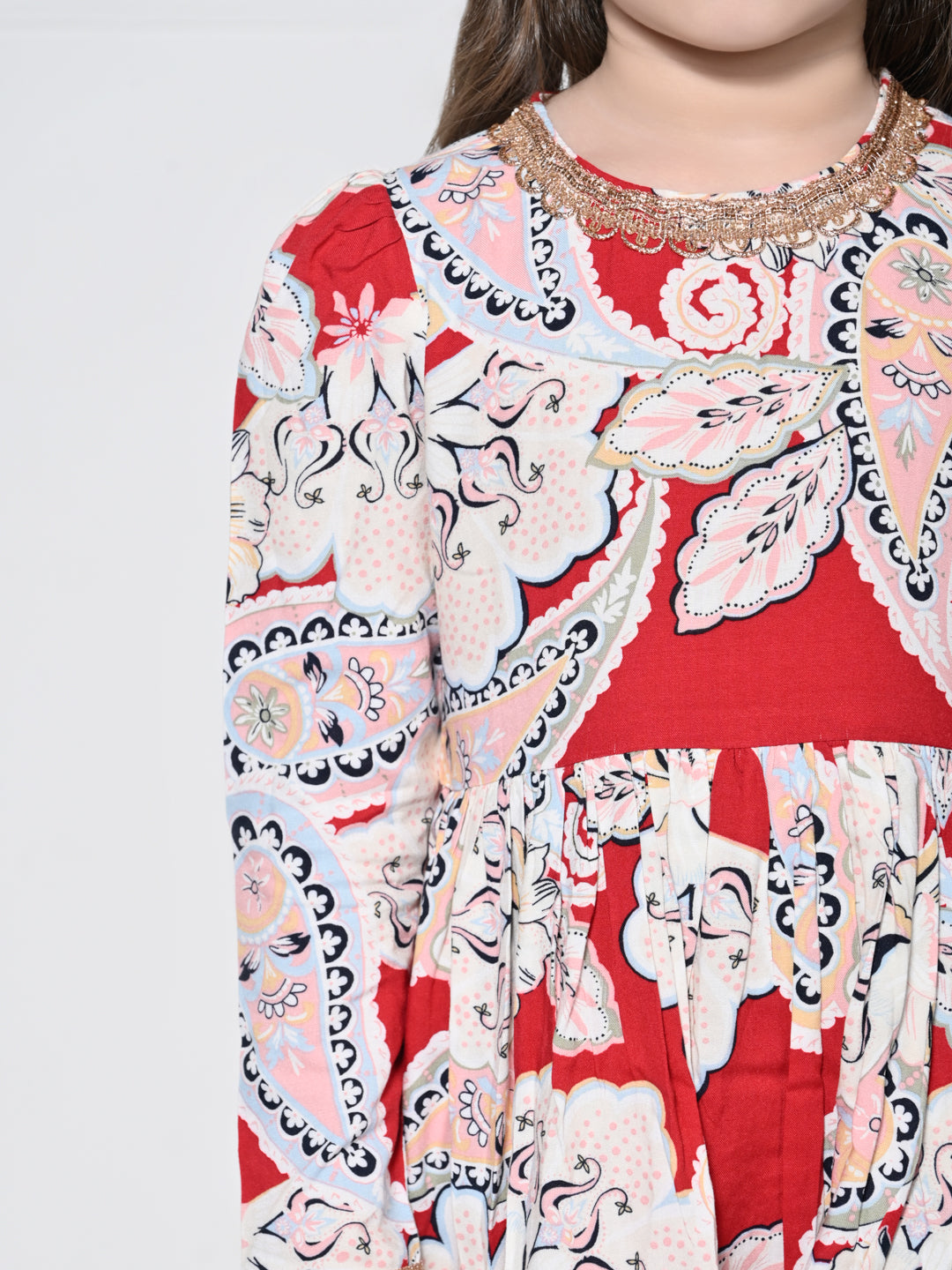Red Paisley - A Red Rayon Suit for Girls