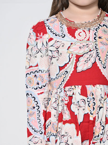 Red Paisley - A Red Rayon Suit for Girls