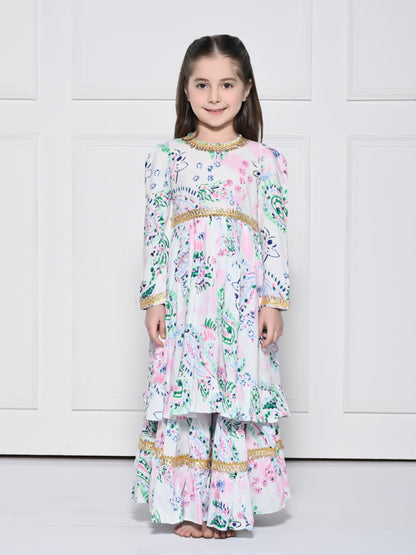 SIYA - A White Rayon Suit for Girls