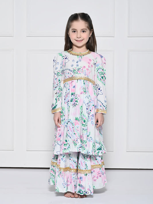 SIYA - A White Rayon Suit for Girls