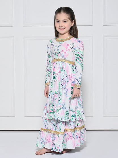 SIYA - A White Rayon Suit for Girls