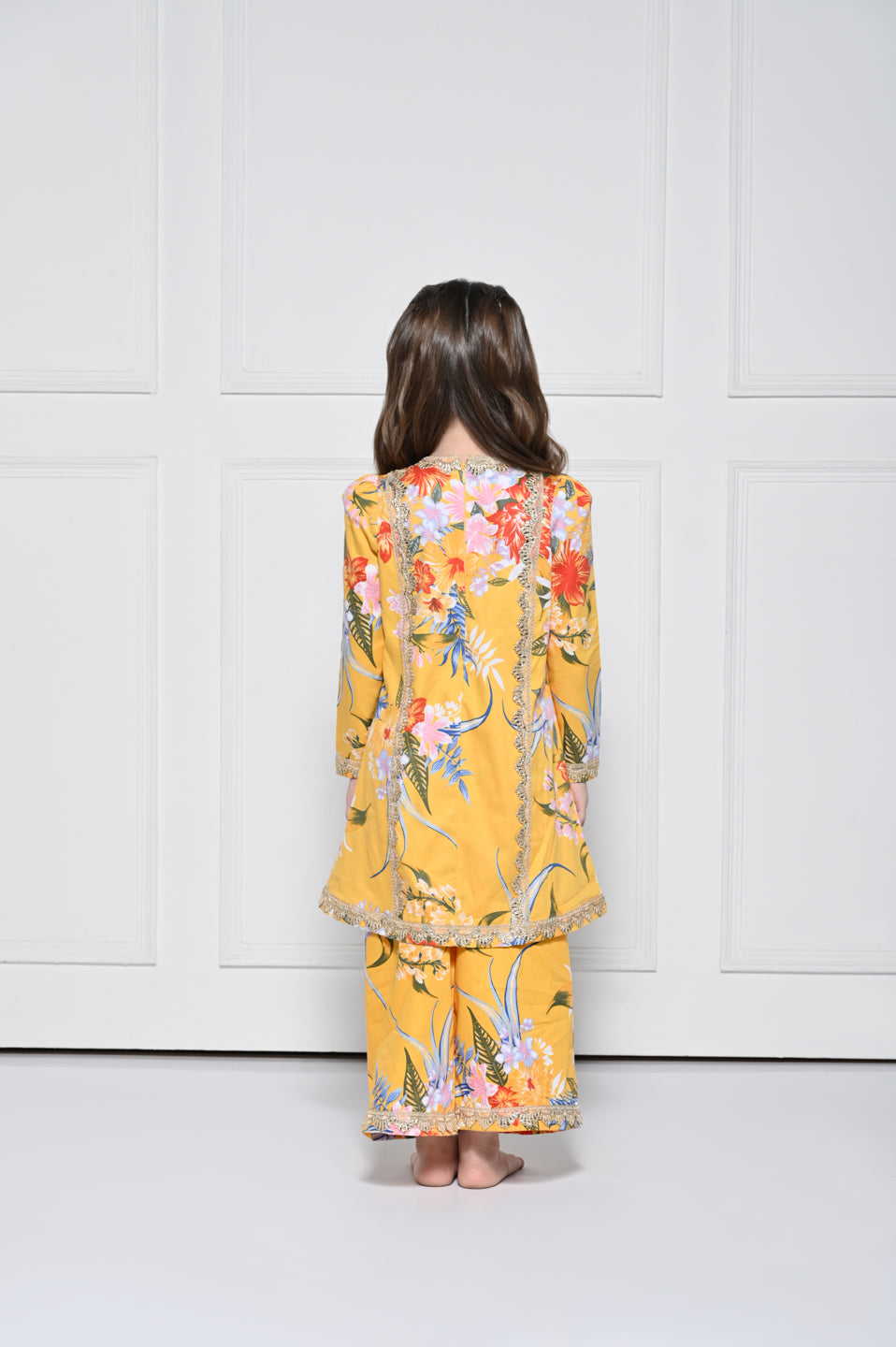 Yellow  Floral - A Yellow Rayon Suit with a Floral Print for girls