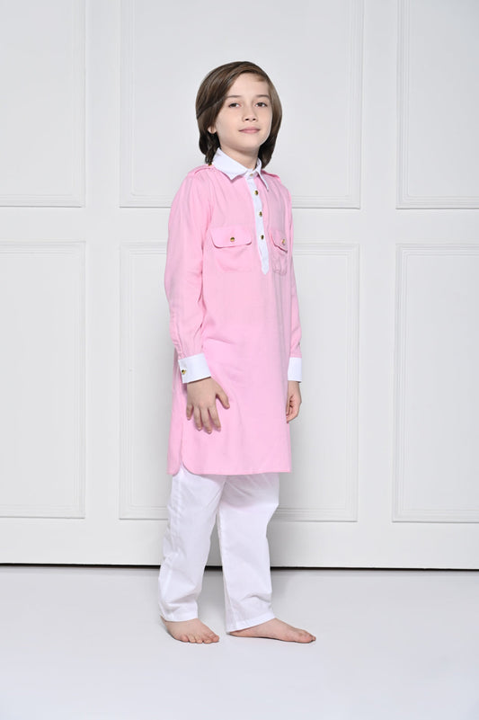 Pink Kurta Set - A Pink Pathani Kurta set for boys