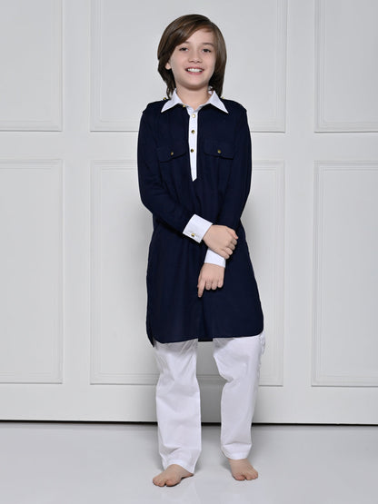 Navy Blue Kurta Set - A Navy Blue Kurta set for boys