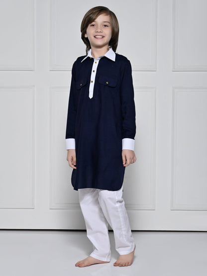 Navy Blue Kurta Set - A Navy Blue Kurta set for boys