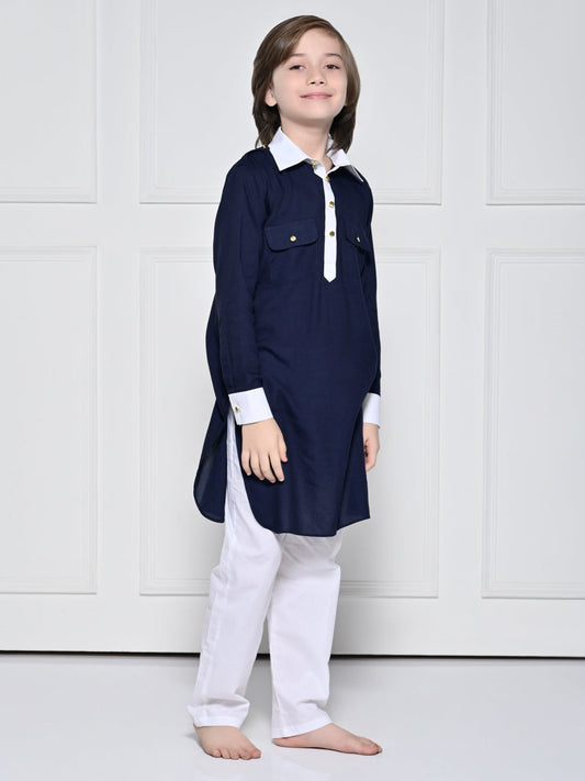 Navy Blue Kurta Set - A Navy Blue Kurta set for boys