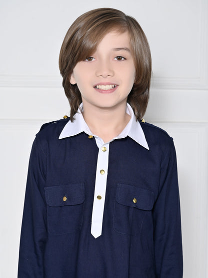 Navy Blue Kurta Set - A Navy Blue Kurta set for boys