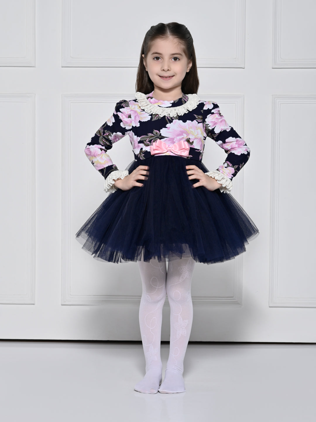 Navy Blue Rose Dress