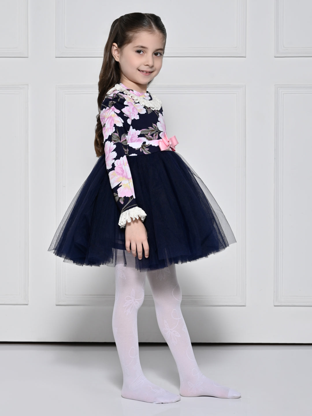 Navy Blue Rose Dress