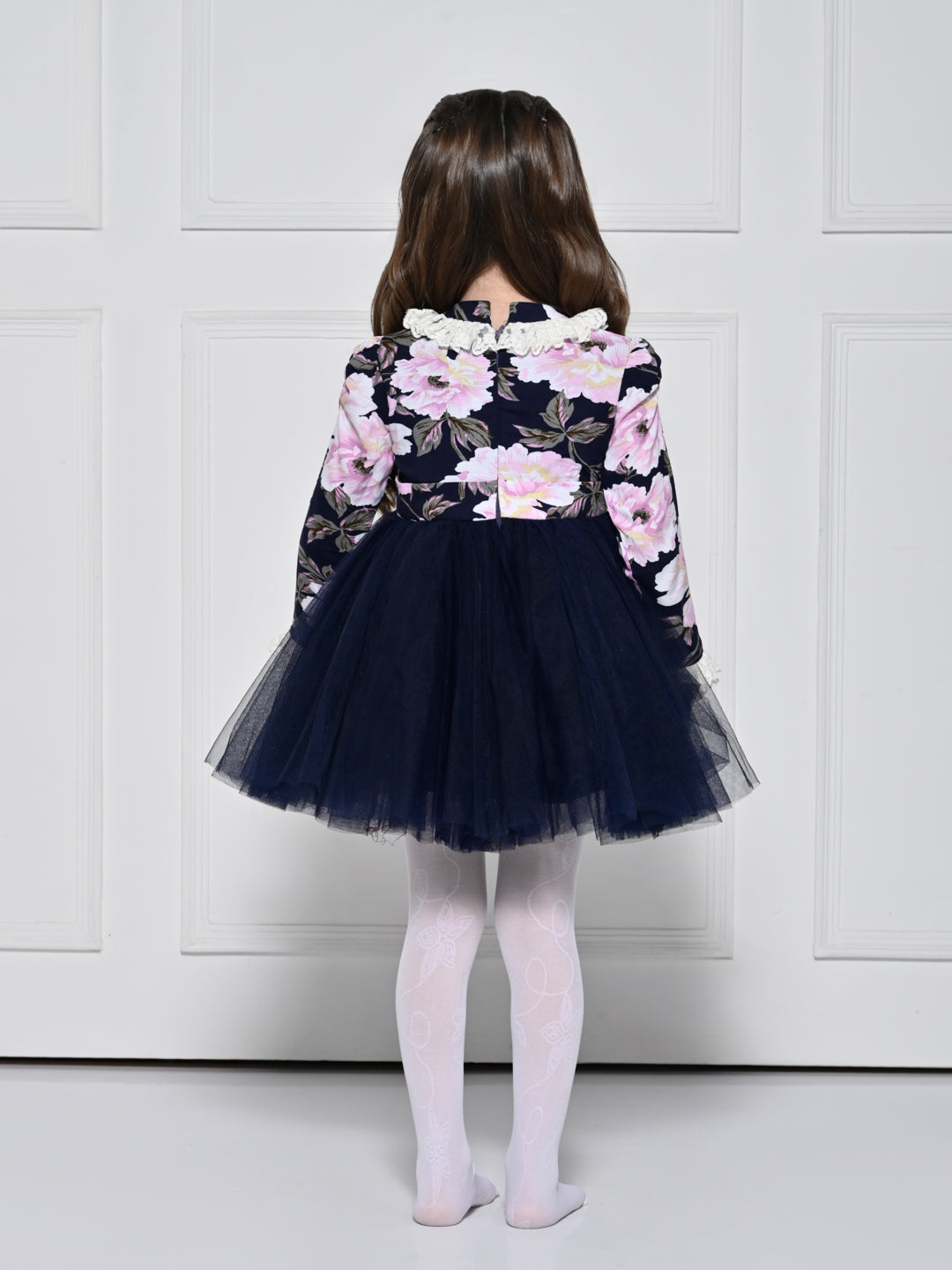 Navy Blue Rose Dress
