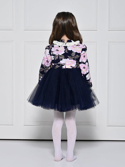 Navy Blue Rose Dress