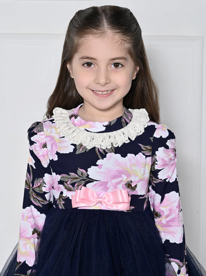Navy Blue Rose Dress