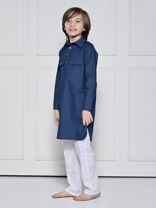 Denim kurta pajama set - A Denim Kurta set for boys