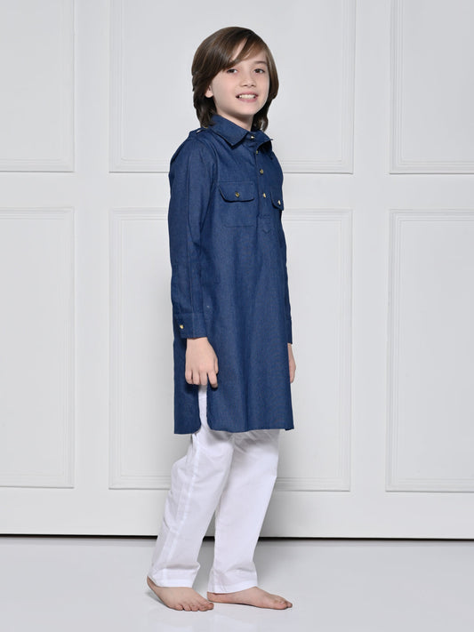 Denim kurta pajama set - A Denim Kurta set for boys