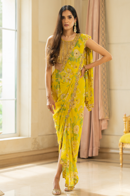 EMILY SAREE SET – YELLOW