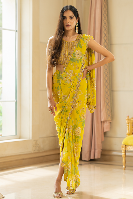 EMILY SAREE SET – YELLOW