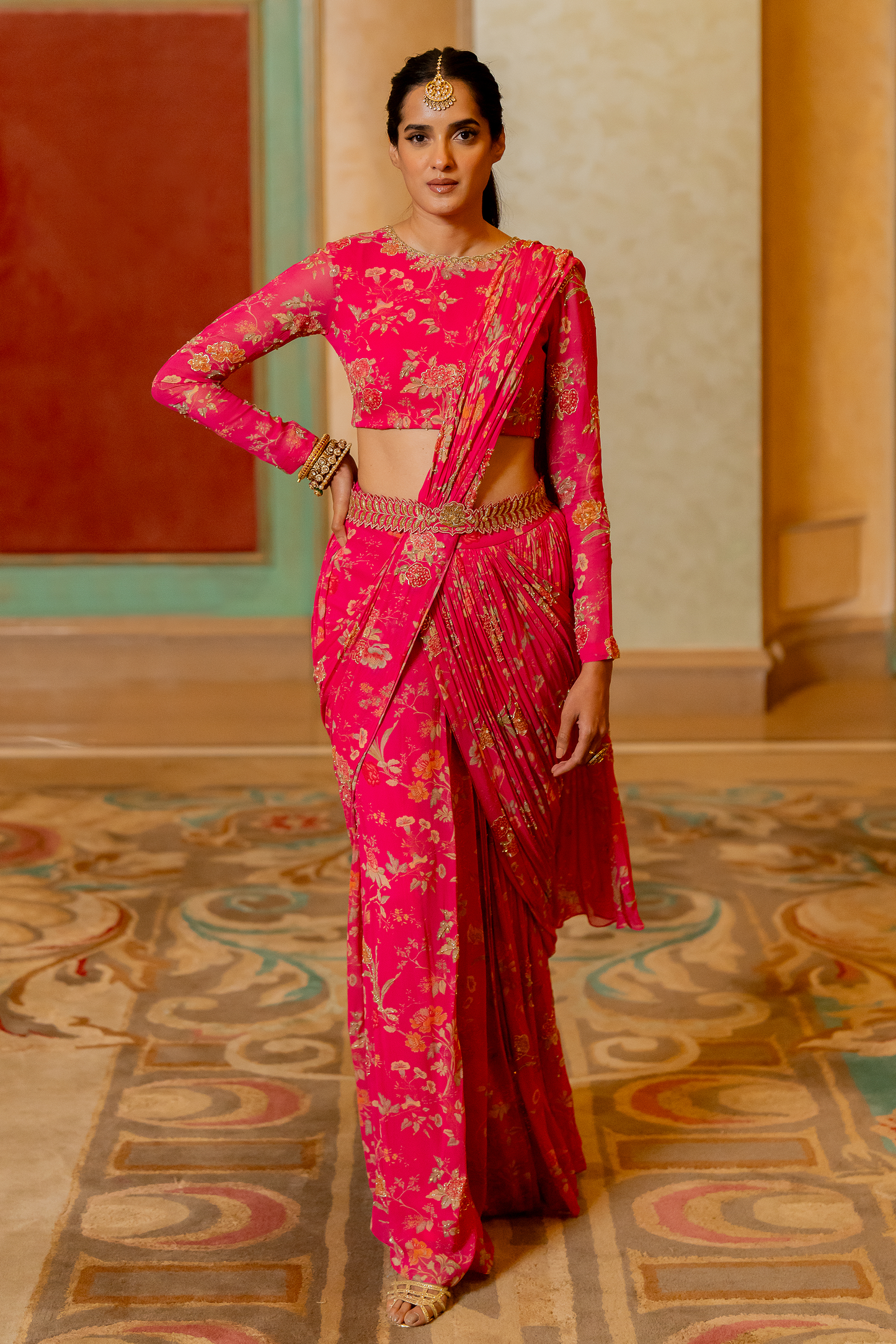 ALAIA SAREE SET – RANI PINK