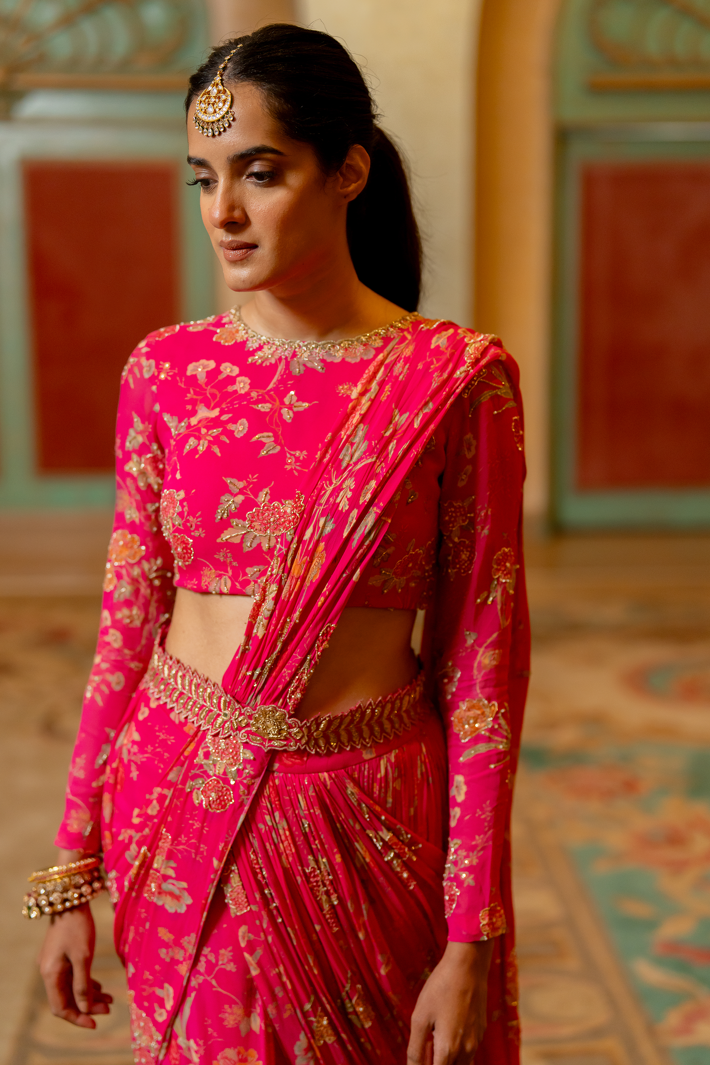 ALAIA SAREE SET – RANI PINK