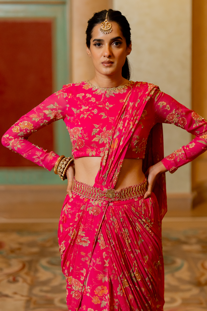 ALAIA SAREE SET – RANI PINK