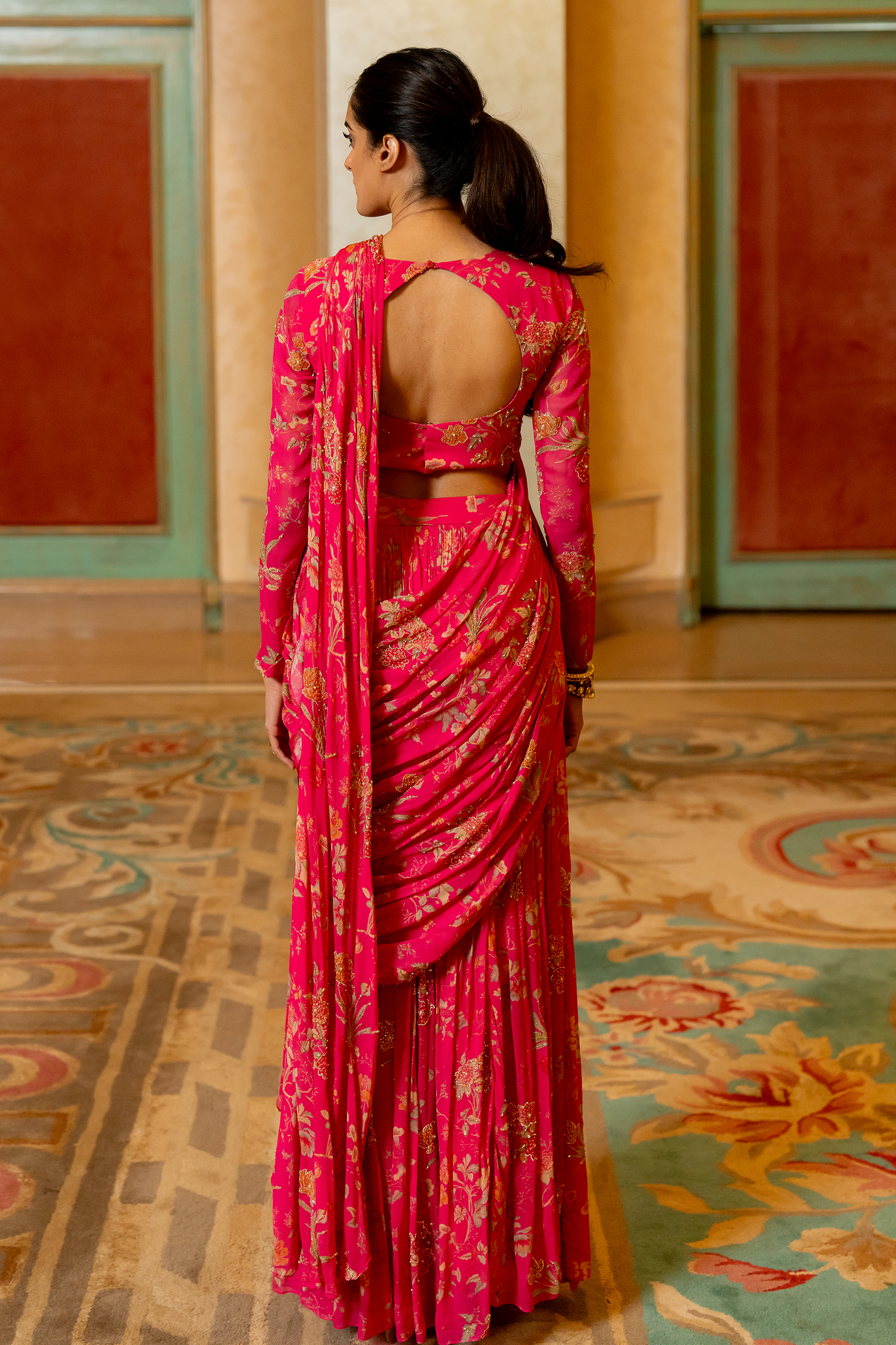 ALAIA SAREE SET – RANI PINK