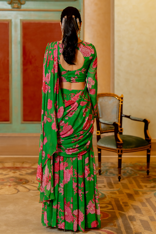 ALAIA SAREE SET – GREEN
