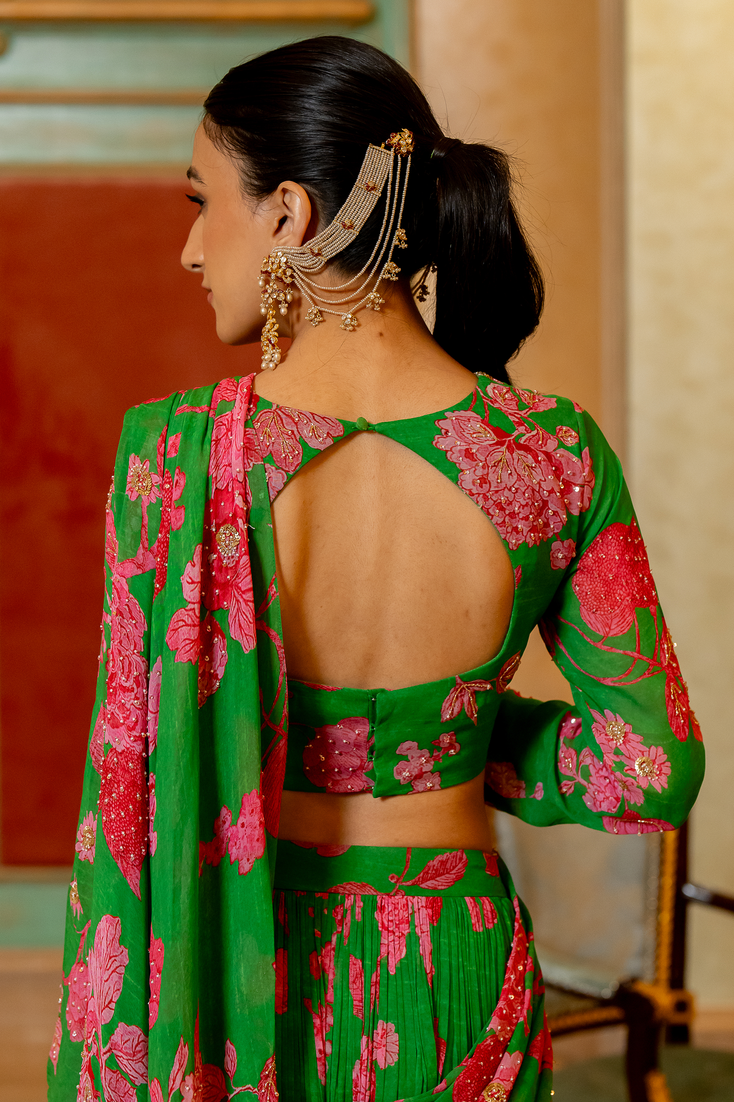 ALAIA SAREE SET – GREEN