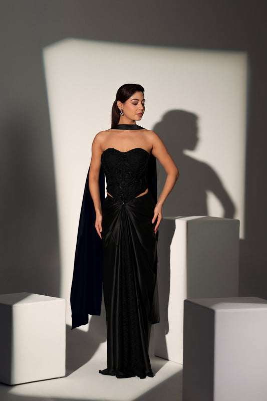 BEATRIX CHANTELLE CORSET DRAPE SKIRT SET