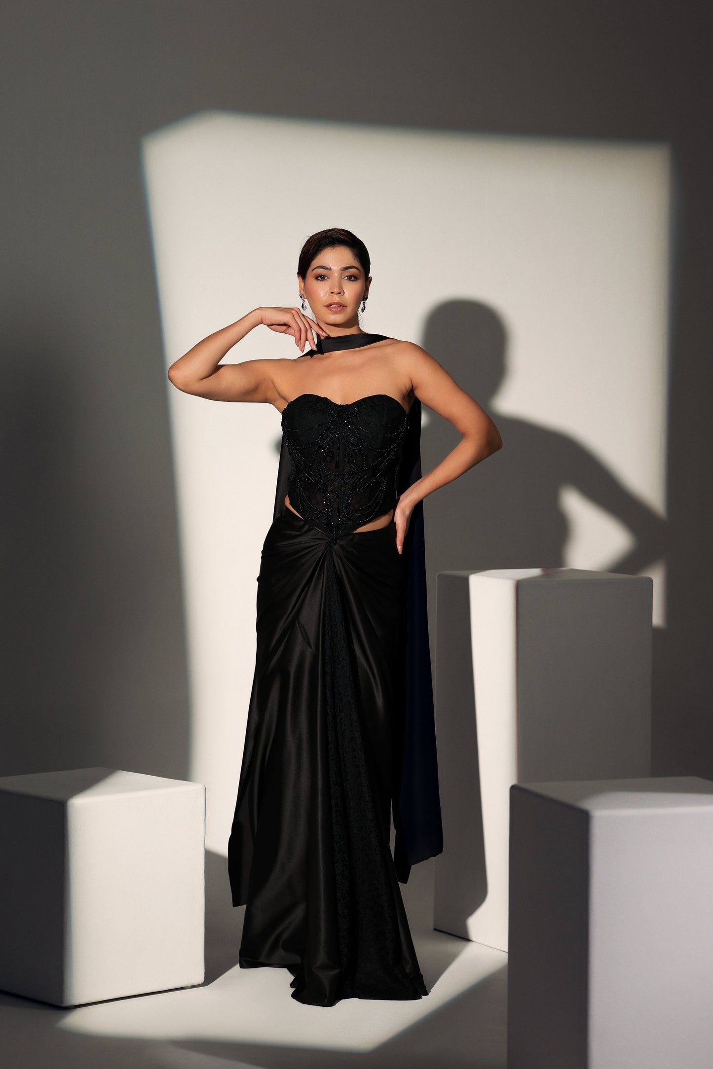 BEATRIX CHANTELLE CORSET DRAPE SKIRT SET